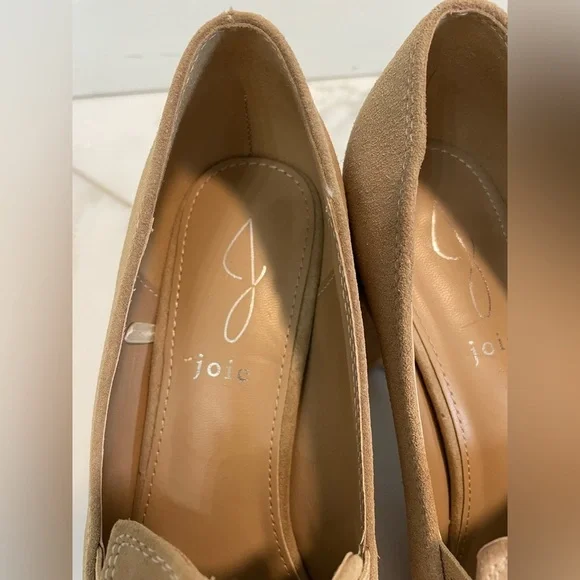 Joie, Wevenly tan suede leather block heel loafers size 8.5 work office comfort - Picture 4 of 11
